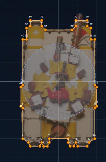 Dreadnought top-down photo with hull polygon and the real base merged into the footprint
